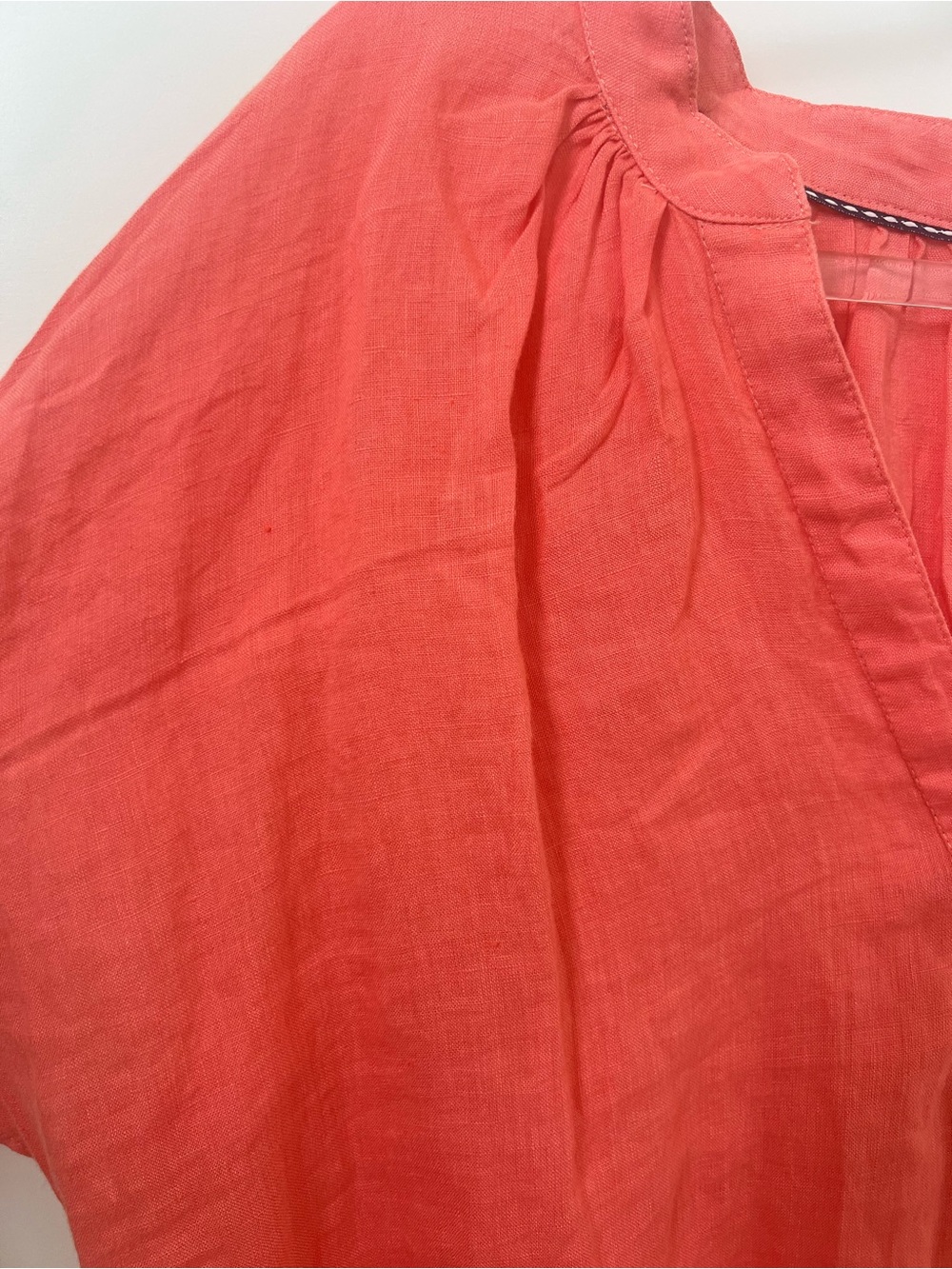 Anthropologie Place Coral Split-Neck Short Sleeve Blouse - Picture 6 of 10